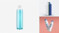 7076+ Blue Plastic Bottle PSD Mockup High-Angle Shot Smart Layer Mockup Free