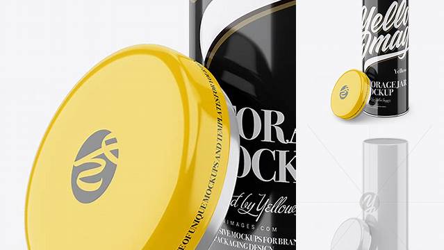 7077+ Opened Glossy Storage Jar PSD Mockup Front View High-Angle Shot Premium Freebie for Designers