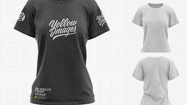 7077+ Women's Heather Relaxed Fit T-shirt PSD Mockup Front View Free Download Design Mockup