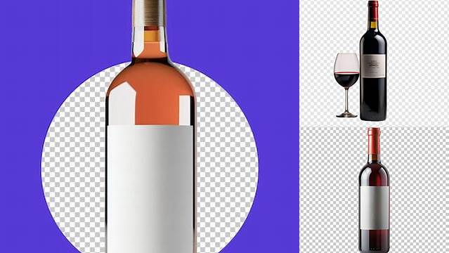 7078+ 750ml Blue Glass Bottle With Red Wine PSD Mockup Exclusive Editable PSD File