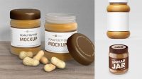 7079+ Clear Glass Jar with Peanut Butter PSD Mockup Smart Object-Based PSD Template Free