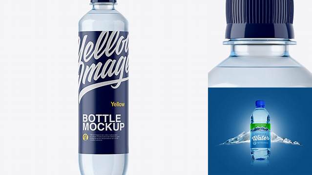 708+ 500ml Blue PET Water Bottle PSD Mockup High-Quality Design Free PSD