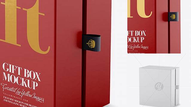 7082+ Matte Gift Box PSD Mockup Half Side View Eye-Level Shot Premium Mockup Freebie