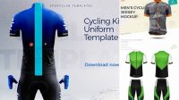 7082+ Women’s Cycling Kit PSD Mockup Front View Advanced Editable Template Free