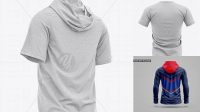 7086+ Men’s Heather Hooded T-shirt PSD Mockup Back View Free Editable Photoshop Template