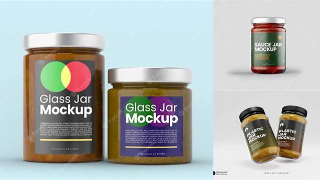 7090+ Clear Glass Sauce Jar PSD Mockup Premium Freebie for Designers