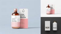 7092+ Green Bottle with Box PSD Mockup Exclusive Free Creative Resource