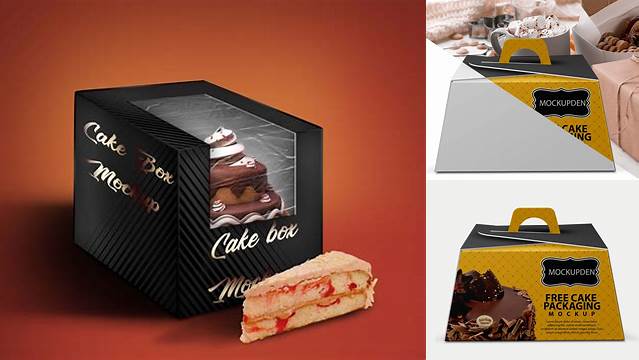 7093+ Glossy Cake Box PSD Mockup Half Side View High-Angle Shot Free Download Design Mockup