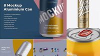 7094+ 250ml Glossy Aluminium Can PSD Mockup High-Angle Shot Free Graphic Design Resource