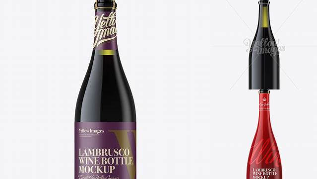 7098+ Dark Green Glass Lambrusco Bottle with Red Wine PSD Mockup Smart Object PSD Free Resource