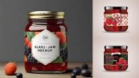 7098+ Glass Jar With Raspberry Jam PSD Mockup Creative Design PSD Free Download