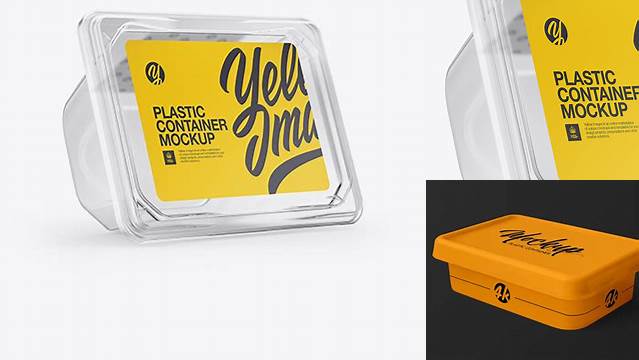 7101+ Transparent Plastic Container PSD Mockup Front Half Side View Best Free Mockup PSD