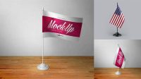 7103+ Satin Desk Flags PSD Mockup Free Smart Object Templates