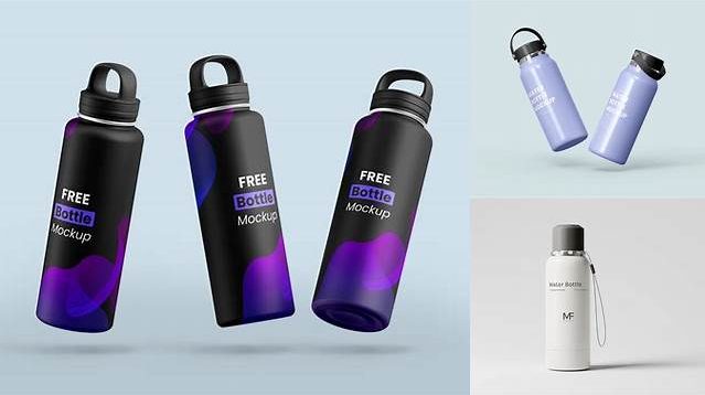 7105+ Metallic Plastic Reusable Water Bottle PSD Mockup Digital Download