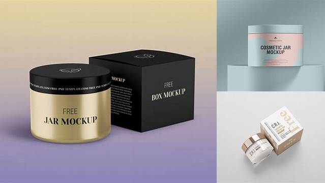 7107+ Metallic Cosmetic Jar with Box PSD Mockup Photoshop Freebie