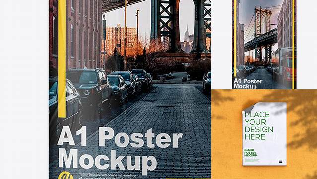 7108+ Bended A1 Poster PSD Mockup Unique High-Resolution Design Freebie