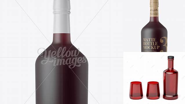 7110+ Frosted Glass Bottle with Red Liqueur PSD Mockup Download Now Free PSD Template