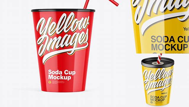 7111+ Glossy Soda Cup With Straw PSD Mockup Premium Quality PSD Freebie