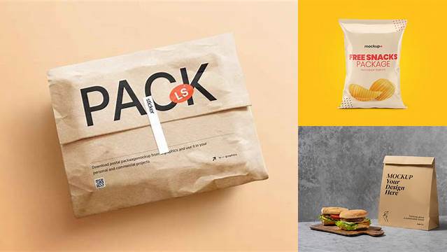 7111+ Kraft Paper Snack Package PSD Mockup Digital Download PSD for Free