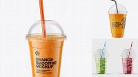 7112+ Orange Smoothie Cup with Straw PSD Mockup Elegant PSD Mockup