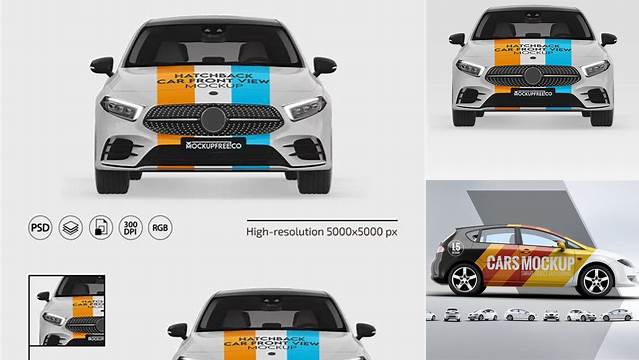 7116+ Hatchback PSD Mockup Front View Professional Quality PSD Freebie