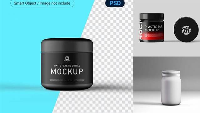 712+ Matte Cylindrical Plastic Jar PSD Mockup Exclusive PSD Design Freebie