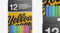 7120+ 12x Markers Carton Box PSD Mockup Front View Modern and Unique Freebie PSD