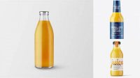 7120+ 200ml Clear Glass Bottle with Orange Drink PSD Mockup Unique Free Photoshop Files