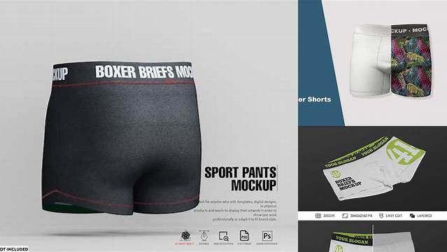 7120+ Boxer Briefs PSD Mockup Back View Easy-to-Edit Photoshop Freebie