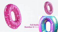 7127+ Number 0 Foil Balloon PSD Mockup Exclusive Editable PSD File