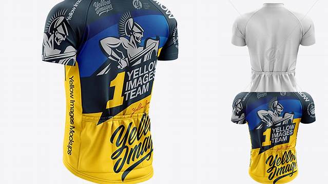 7128+ Men’s Classic Cycling Jersey PSD Mockup Back Half Side View Premium Design Freebie