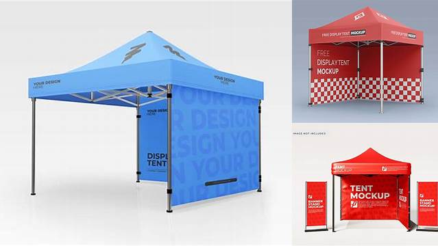 7129+ Display Tent with Two Walls PSD Mockup Exclusive Editable PSD File