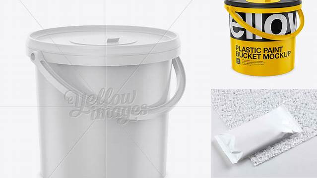 7130+ Plastic Bucket For Wipes PSD Mockup Halfside View Elegant PSD Mockup