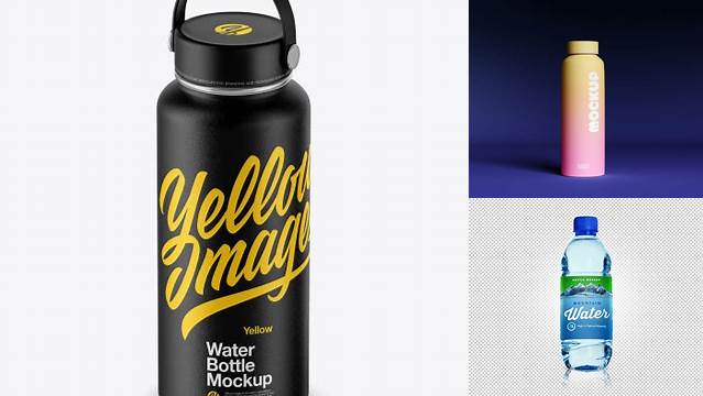 7130+ Textured Wide-Mouth Water Bottle PSD Mockup Customizable Layered Design PSD