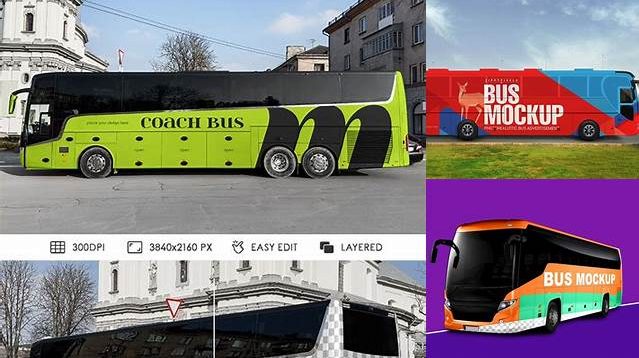 7133+ Bus PSD Mockup Half Side View Editable Photoshop Free Mockup