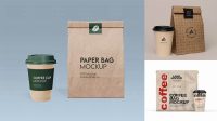 7138+ Kraft Bag with Coffee Cup PSD Mockup Front View Smart Design Template Free