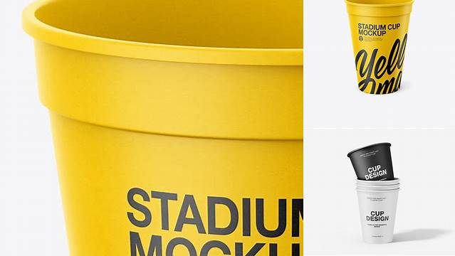 7140+ Paper Stadium Cup PSD Mockup Front View High Angle Shot Versatile and Modern PSD Mockup