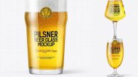 7143+ Teku Glass With Pilsner Beer PSD Mockup Download Customizable PSD