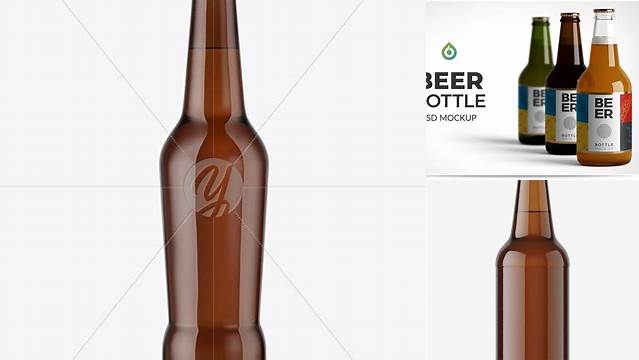 7144+ 330ml Amber Beer Bottle PSD Mockup High-Resolution PSD Download