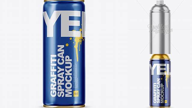 7146+ Metallic Spray Can Without Cap PSD Mockup Front View Download Professional PSD