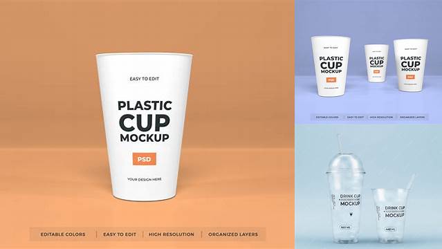 7148+ Plastic Cup Mockup Elegant PSD Mockup