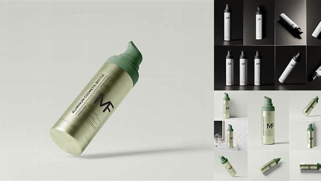 715+ Airless Pump Bottle PSD Mockup Fully Customizable Mockup PSD Free