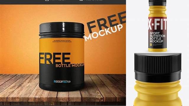 7150+ Matt Plastic Sport Nutrition Bottle PSD Mockup Front View Creative PSD Resources