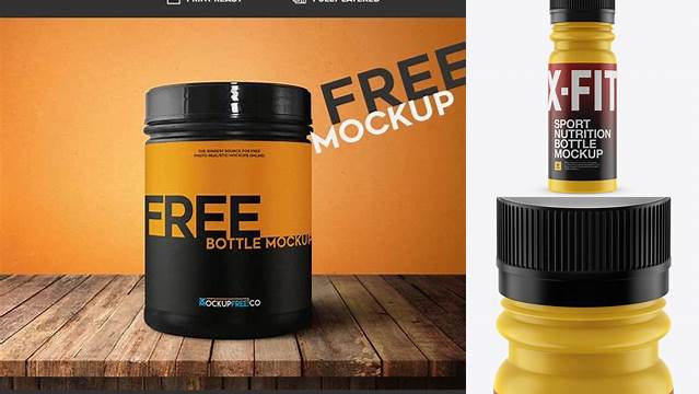 7150+ Matt Plastic Sport Nutrition Bottle PSD Mockup Front View Creative PSD Resources