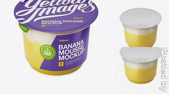 7151+ Banana Mousse Cup PSD Mockup High-Angle Shot Exclusive Digital PSD Resource