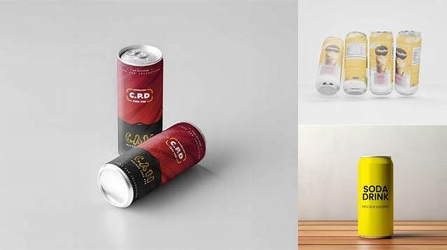 7151+ PET Can with Dark Drink PSD Mockup Premium Quality PSD Freebie