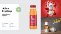 7160+ Glass Bottle with Strawberry Yogurt PSD Mockup Premium Quality PSD Freebie