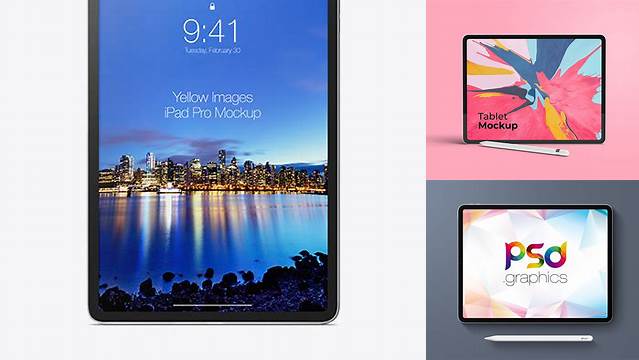 7160+ iPad Pro Vertical PSD Mockup Half Side View Editable Photoshop Template Freebie