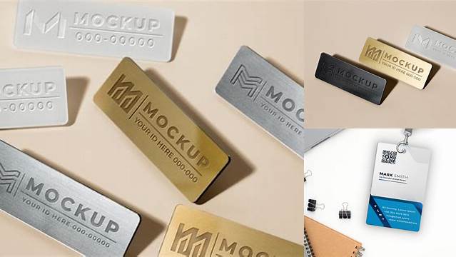 7161+ Metal Name Tag Mockup Free Exclusive Layered PSD Mockup