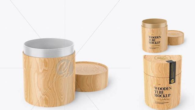 7162+ Opened Wooden Tube PSD Mockup Front View High-Angle Shot PSD Free Download